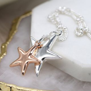 Silver and Rose Gold Plated Star Necklace by Peace of Mind